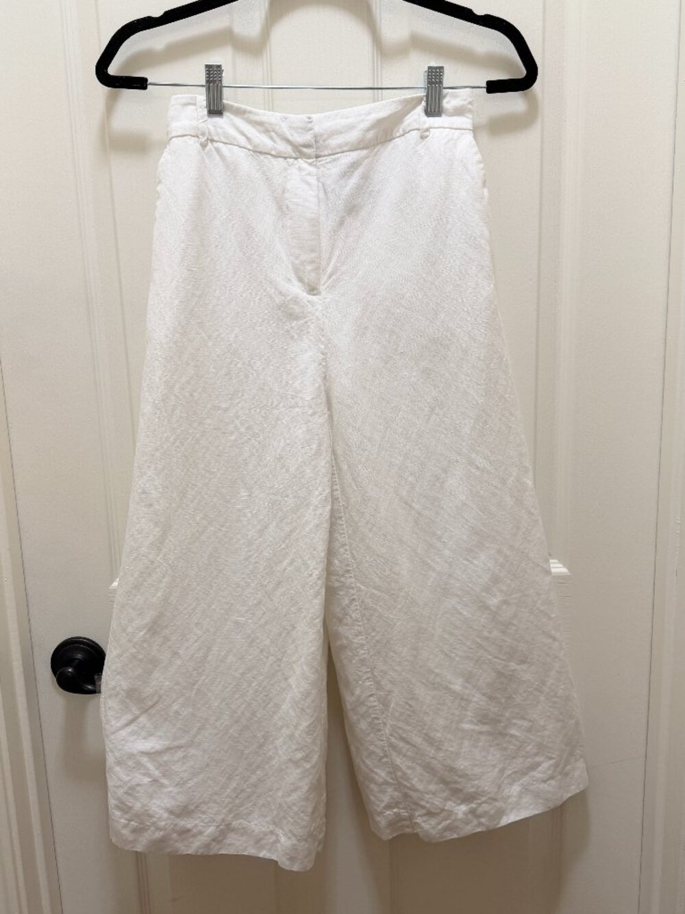 Worthington Women's Linen Blend Wide Leg Crop Pant Size XS White Coastal